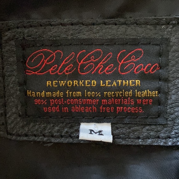 Black leather biker jacket with sheepskin collar - Picture 6 of 8